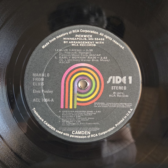 Lado A - Mahalo From Elvis