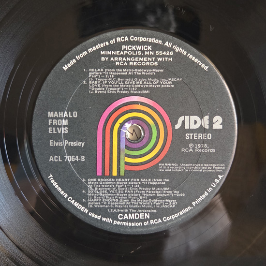 Lado B - Mahalo From Elvis