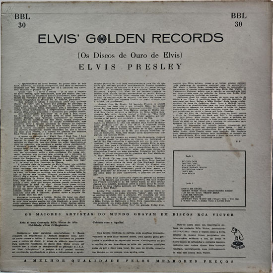 Contra Capa - Elvis Golden Records