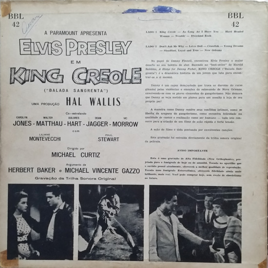 Contra Capa - King Creole