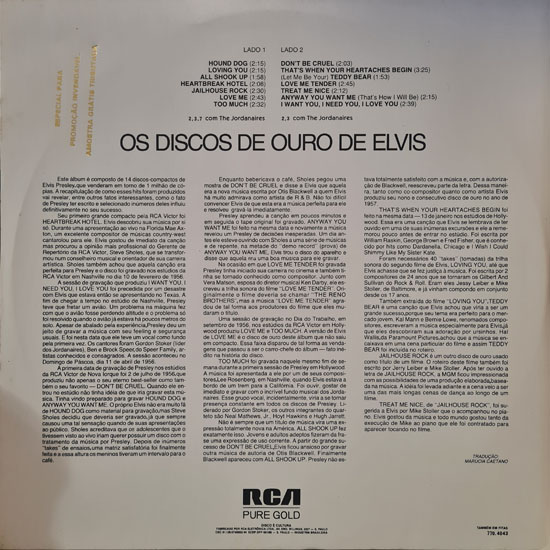 Contra Capa - Elvis' Golden Records