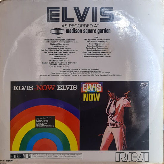 Contra Capa - Elvis as Recorded at Madison Square Garden