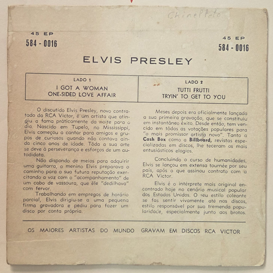 Contra Capa - Elvis Presley