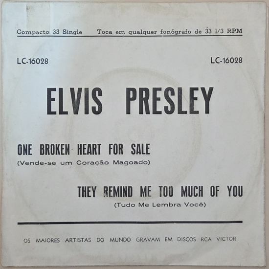 Contra Capa - One Broken Heart for Sale / They Remind Me Too Much of You