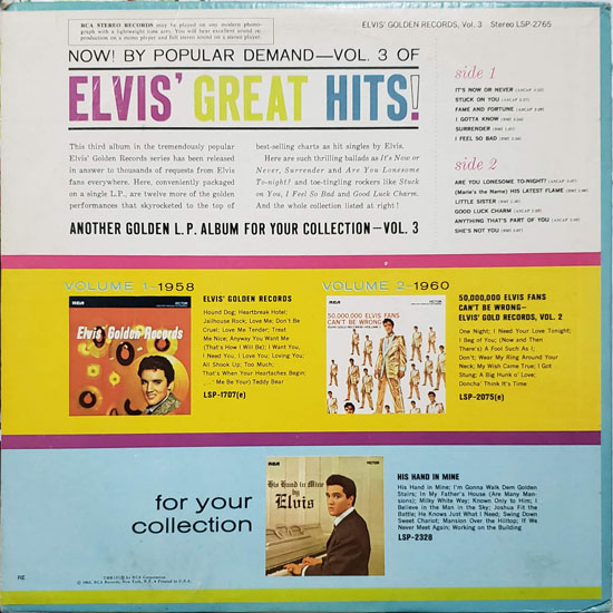 Contra Capa - Elvis Golden Records 3