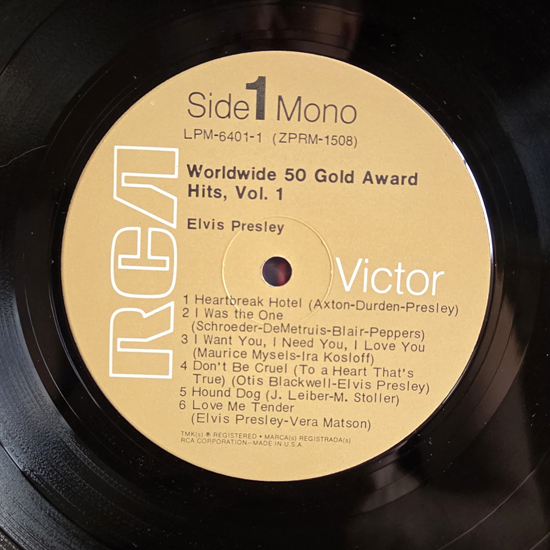 Lado A - Elvis: Worldwide 50 Gold Award Hits Volume 1