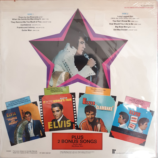 Contra Capa - Elvis Sings Hits From His Movies