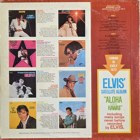 Contra Capa - Burning Love and Hits From His Movies